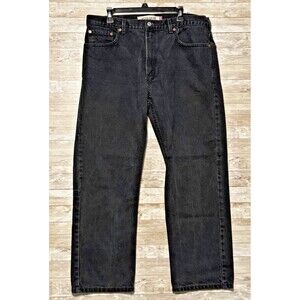 Levis 505 Regular Fit Jeans Mens 38x30 Black Denim 5 Pocket Vintage Y2K